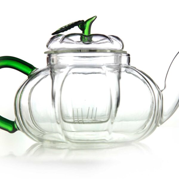 Szklany czajniczek 700 ml z zaparzaczem i zielonym uchwytem